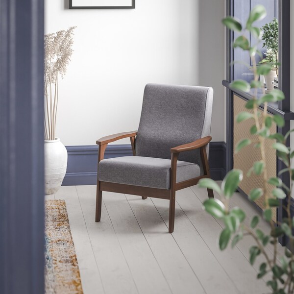 Flash Furniture Gray Faux Linen Arm Chair with Wood Frame IS-IT673317-GY-GG - main